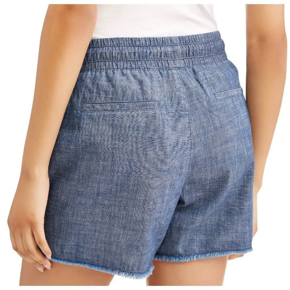 Time and Tru Chambray Jean Cutoff Fringe Shorts XL - Picture 3 of 13